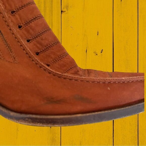 Vintage 90s Via Spiga suede wooden heel pointed toe shoes western style - Picture 6 of 13